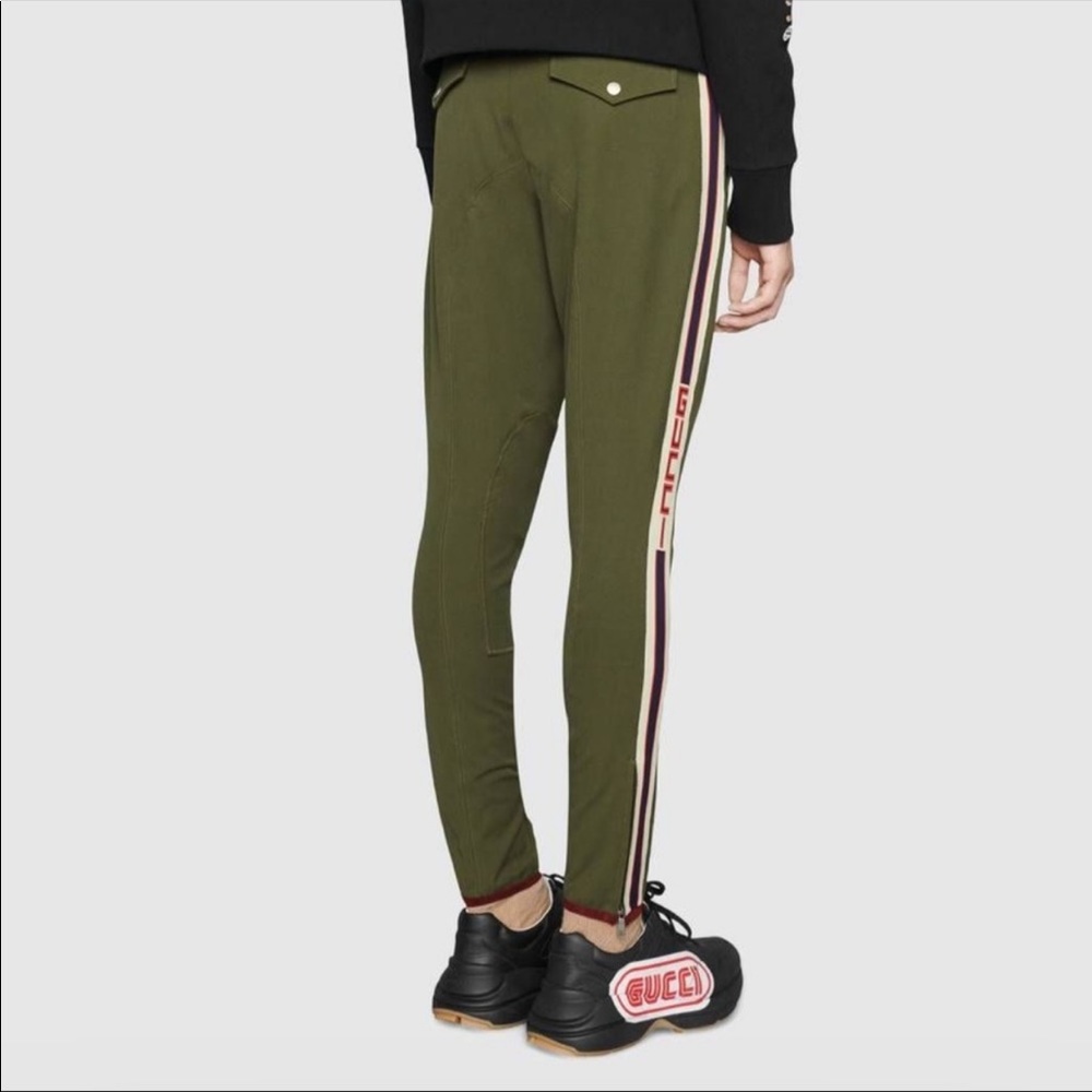 💥 GUCCI STRETCH GABARDINE RIDING PANTS IN DARK SAGE✨